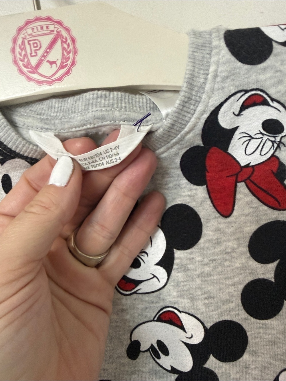 H&M Grey Mickey & Minnie Print Peplum Dress with Red Accents - Picture 2 of 2